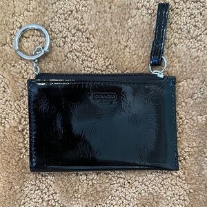 Coach black patent keychain/ mini wallet